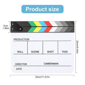 Clapboard de réalisateur en acrylique effaçable à sec pour scène vidéo, Clapboard de cinéma, Clapboard de film en bois, Clapboard de cinéma Hollywoodien - Product Image 2