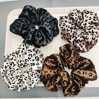 Bandeau en satin à imprimé léopard floqué, style rétro européen et américain, chouchous pour femmes