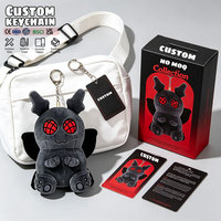 Porte-clés en peluche personnalisés, jouets en peluche chauve-souris avec boîte, fabricant OEM, breloques de sac en peluche de 10 cm, elfes noirs de dessin animé