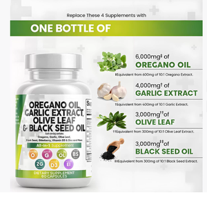 Capsules de complexe à base de plantes avec oregano, <span class=keywords><strong>ail</strong></span>, feuille d'olivier, soutien antioxydant pour le bien-être quotidien et l'immunité, naturel pour adultes, 60 unités - Product Image 3
