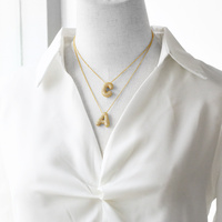 ASJEWELRY Chunky 26 Letras Nombre Personalizado Collares 18K Chapado en Oro Burbuja Inicial Collar para Mujer 2408 nkeb798