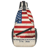 Sac bandoulière imperméable en polyester commémoratif America250 – Cadeau du 250e anniversaire des États-Unis – Sac de voyage quotidien et de sport