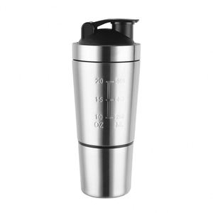 Wholesale 600ml Portable Double-Layer Stainless Steel Vacuum Sports Shaker Measurement Fitness Protein Powder Milkshake W - Product Image 5