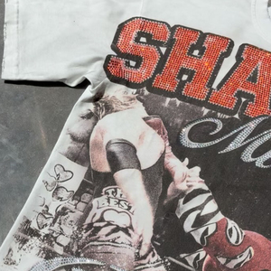 Custom logo 100% Cotton Screen Printed TShirt Sun Fade Vintage Streetwear TShirt Rhinestone Letter Short Sleeve TShirt for Men - Product Image 2