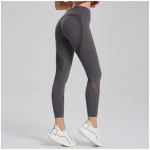 Wholesale Custom Women's High Waist Yoga Pants Tummy Control Slimming Mesh Booty Leggings Workout Running Butt Lift Tights
