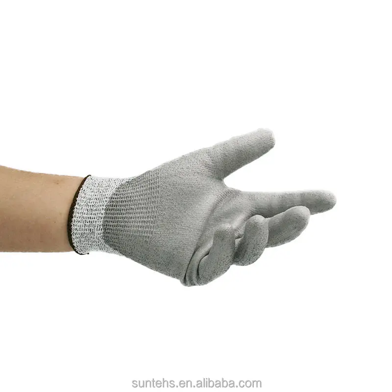 Hoge Kwaliteit 16-150 Pu Materiaal Naadloze Geweven Structuur Witte Imitatie Rand Beschermende Handschoenen