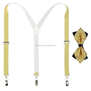 แบรนด์ที่กําหนดเองใหม่ 2.5 ซม.กว้าง Suspenders ปรับ Y-Back คลิปหนักพร้อม Bowknot Suspenders กางเกงยืดหยุ่นวงเล็บ