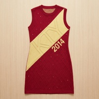 Robe pull jacquard personnalisée avec logo, pour femmes, ornée de perles et de strass, sans manches, col rond, style décontracté, courte, mini-robe d'été