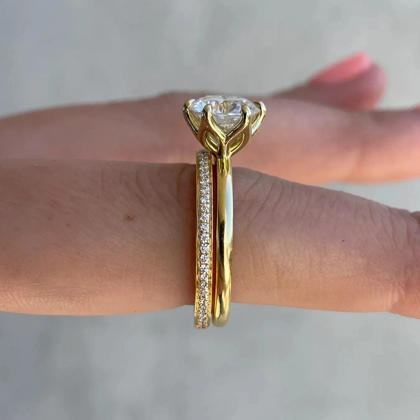 Jovovasmile อุปกรณ์เสริมสำหรับงานแต่งงาน,แหวนทองแข็ง18K ทรงกลมขนาด1มม. เครื่องประดับแฟชั่นสำหรับผู้หญิง