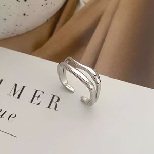 S925 Sterling <b>Silver</b> <b>Ring</b> Double Layered Geometric Open Design Unisex Fashion Jewelry Gift - Product Image 1