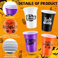 Gobelets en plastique PP pour Halloween 16oz Tasses à citrouille orange, noir, violet et vert Tasses de fête Trick or Treat pour boissons chaudes et froides