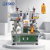 Machine d'étiquetage semi-automatique ESKO pour bouteilles carrées, équipement de pose d'étiquettes avant et arrière pour lotions cosmétiques