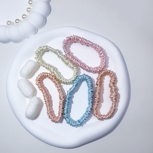 Hot Selling <strong>Small</strong> Hair <strong>Scrunchies</strong> 1cm100 Mulberry Hair Band <strong>Scrunchies</strong> Without Pulling Hair <strong>Silk</strong> Satin Band Ponytail Accessories - Product Image 2