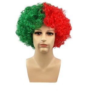 Perruque UMS Drapeau National Marocain Vibrant pour le Match de Football 2026, Perruque Synthétique Sans Lacets, Perruque Personnalisable pour Fan de Football - Product Image 1