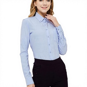 Camisa de Oficina para Mujer, Otoño, Manga Larga, 100% Algodón, Cuello con Botones, OEM, Blusa de Manga Larga, Camisa Oxford, Corte Clásico - Product Image 3