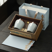 Vente en gros de boîtes-cadeaux en bois avec pot en céramique avec couvercle tasses en céramique personnalisées tasse pot à bougie pour emballage en bois boîte-cadeau
