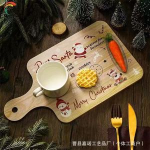 Wooden Christmas Cookie Tray With Handle Rectangle <b>Rustic</b> Design For Dining <b>Table</b> Holiday Decor Single Piece Package - Product Image 1