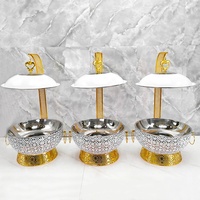 Plat de service rond en acier inoxydable blanc de 8 L avec réchaud à combustible, nouveau design, pour buffet d'hôtel et service traiteur