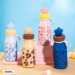 แก้วน้ำเก็บความเย็นลายการ์ตูนน่ารัก ขนาด 450 มล.  ทำจากสแตนเลส 316 พร้อมสายคล้องคอ พกพาสะดวก ใช้ได้ทั้งน้ำและกาแฟ - Product Image 1