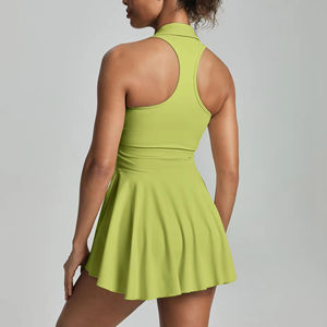 Dames Colortennissporttennisjurk Zomer Casual Tennisjurk Met Ingebouwde Korte Broek - Product Image 2