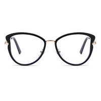 95972 Nouvelles lunettes anti-lumière bleue à monture sourcil, design œil-de-chat tendance, accents bicolores, collection Printemps 2025, monture intégrale