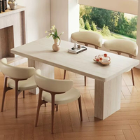 Ensemble de table et de chaises rectangulaires en ardoise de travertin moderne, écologique et durable pour la maison
