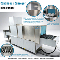 Lave-vaisselle à convoyeur en acier inoxydable, automatique, 4500 assiettes/heure, système de double rinçage et séchage, lave-vaisselle commercial à passage continu