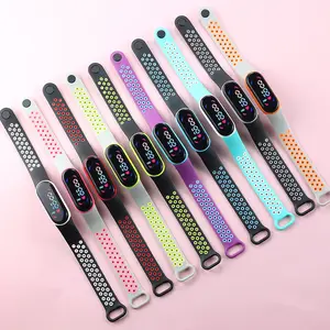 Hot Selling M7s Fashion Double Colors TPU Band Digital LED Sports Waterproof Watch for Kids Adults