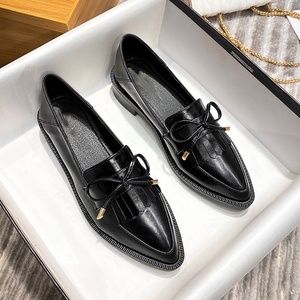 British Style Woman Retro <b>Small</b> Leather Shoes 2024 Summer New Pointed Single Shoe Thick Sole Large Size Loafers - Product Image 4
