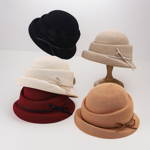 Sombrero de copa negro estilo Hepburn francés para mujer, para otoño e invierno, con un toque de alta clase, como un sombrero de dama joven. - Product Image 2