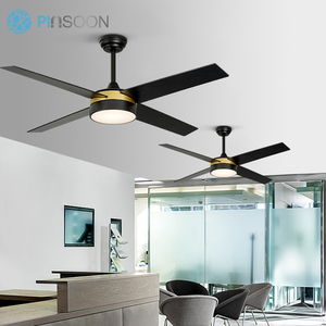 Hiện Đại Nội thất nhà ăn phòng khách màu đen 52 inch Đồng động cơ LED quạt trần ánh sáng với điều khiển từ xa - Product Image 2