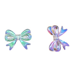 Iridescent Acrylic Bowknot <b>Beads</b> 23x30mm For Hair Clips DIY Accessories Scattered <b>Beads</b> <b>Plastic</b> Resin Craft Jewelry Making - Product Image 2