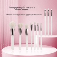 Ensemble de pinceaux cosmétiques de luxe pour le visage, fibres synthétiques, mélange de poudre vegan, fond de teint, contour, outils de beauté, ensemble de pinceaux de maquillage, 10 pièces