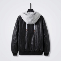 Veste en cuir PU teintée et enduite pour hommes grande taille Streetwear à capuche manteau universitaire Hip Hop coupe-vent unisexe veste en faux cuir