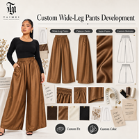 Pantalon Palazzo Femme OEM/ODM en Soie Satinée Respirante à Taille Haute Élastique et Coupe Ample à Jambes Larges