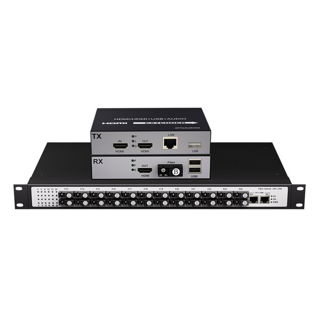 Factory Price HDMI KVM Over Fiber Extender 1 to Many Multi DVI/VGA/DP to Optical Transceiver with KVM