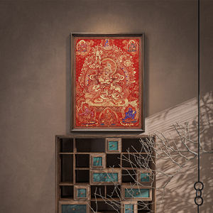 Pintura Tibetana Tangka en Latón, Adecuada para Decoración de Paredes, Arte de Pared para Sala de Estar, Foyer, Murales de Pared de Fondo - Product Image 1