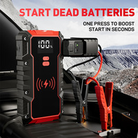 Démarreur de voiture et camion 2400A avec batterie au lithium 12V, chargeur de secours et compresseur d'air intégré