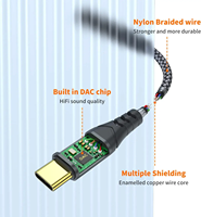 USB Type C à 3.5mm Femelle Casque Audio Jack Adaptateur Aux Audio Dongle Câble Cordon