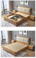 Lit de rangement moderne de luxe en bois massif, pliable, taille Queen et King, avec mobilier de chambre élégant
