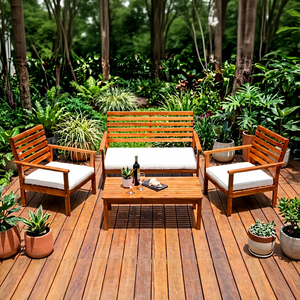 THINH PHU OLIVER Juego de Sofás Funcionales de Madera de Acacia - Muebles de Exterior Contemporáneos para Jardín y Sala de Estar - Embalaje Personalizado - Product Image 1