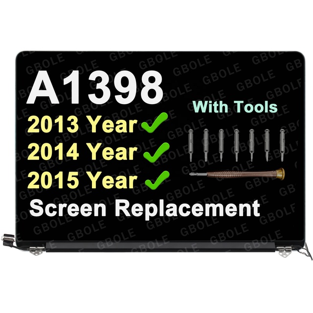 GBOLE LCD Screen Assembly for Apple MacBook Pro Retina 15" A1398 Late 2013 Mid 2014 661-8310 MacBookPro11,2 ME293