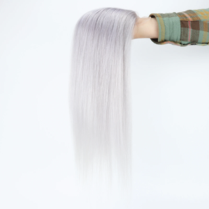 <span class=keywords><strong>Top</strong></span> in pizzo <span class=keywords><strong>con</strong></span> Base in seta grigiastra <span class=keywords><strong>con</strong></span> frangia vergine capelli umani 5x5 pollici Base in silicone Topper Pre pizzicata <span class=keywords><strong>con</strong></span> i capelli del bambino - Product Image 2