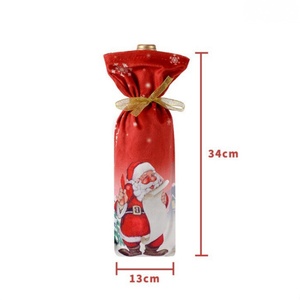 Sacs cadeaux pour bouteilles de vin de <span class=keywords><strong>Noël</strong></span>, sacs du <span class=keywords><strong>Père</strong></span> <span class=keywords><strong>Noël</strong></span>, imprimés <span class=keywords><strong>Père</strong></span> <span class=keywords><strong>Noël</strong></span>, bonhomme de neige, renne, polyester, écologiques, réutilisables, ruban doré, pour les fêtes - Product Image 6