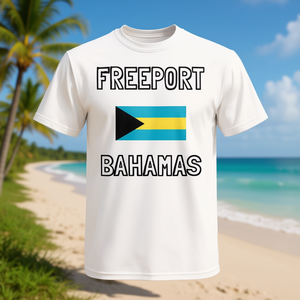T-shirt con bandiera delle Bahamas Freeport, per adulti, unisex, in cotone, girocollo, manica corta, abbigliamento casual - Product Image 3