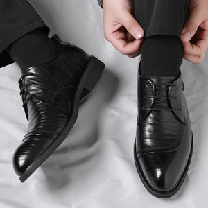 รองเท้าหนังแฮนด์เมดสำหรับผู้ชายรองเท้าลำลองแบบผูกเชือกรองเท้าสำหรับนักธุรกิจแบบทางการ - Product Image 3