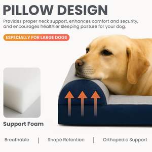 OEM ODM 럭셔리 빨 대형 개 소파 침대 매트 사용자 정의 정형 메모리 폼 애완 동물 침대 쿠션 이동식 커버 - Product Image 5