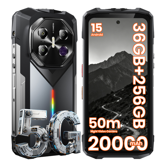 Fossibot F113 5G CDMA GSM 20000mAh Battery 50MP Camera IP68&IP69 Waterproof Android 15 12GB+256GB Rugged Unlocked Outdoor Phone
