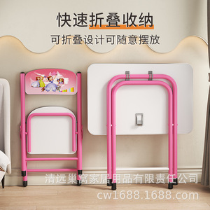 Childrens Foldable Study Desk Chair Set 60x50x52cm Cartoon Design For Home And School Use - Product Image 3