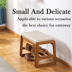 <span class=keywords><strong>Banc</strong></span> à chaussures <span class=keywords><strong>en</strong></span> <span class=keywords><strong>bois</strong></span> à 2 niveaux avec assise rembourrée <span class=keywords><strong>en</strong></span> cuir, cadre incurvé, tabouret de rangement <span class=keywords><strong>pour</strong></span> <span class=keywords><strong>entrée</strong></span>, couloir ou chambre à coucher - Product Image 4